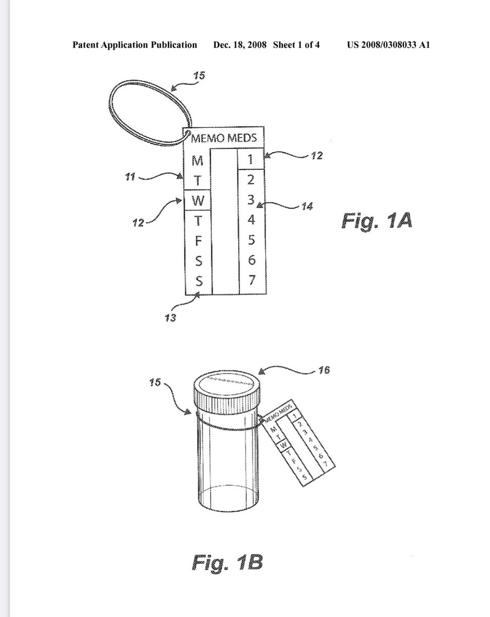 besic_ed's tweet photo. An abandoned patent application for medication reminder and tracking devices. US20080308033A1 #PatentLaw @DrSinhaEsq https://t.co/20hee4D5Iz