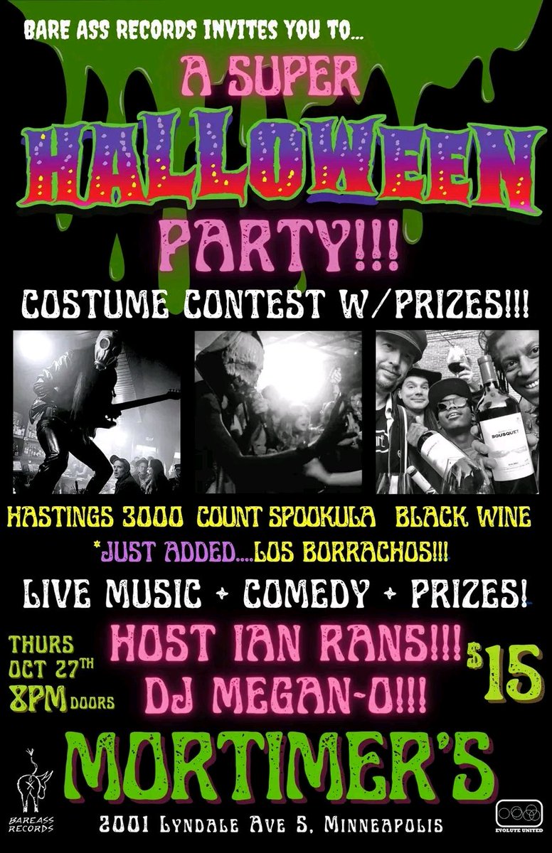 Tomorrow! Be there and be scared! I'll be the ghoulish host with the most for this rock spooktacular! 👻👻👻