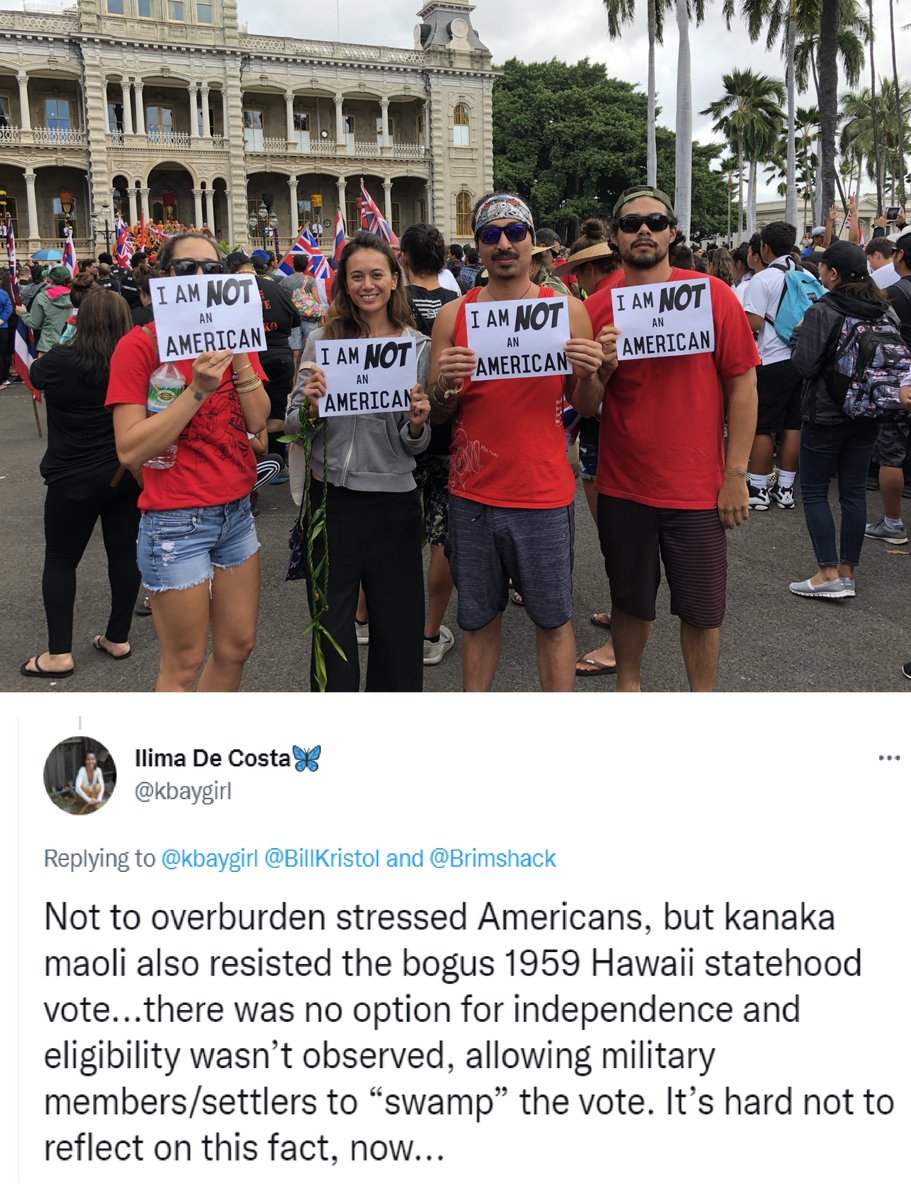 SilverSpookGuy's tweet image. You can't vote our racist plutocratic empire. Let's talk about the 1890s, over 95% of we Hawaiians voted AGAINST being in the US, and the US used military troops to scribble on ballots in a 1959 sham referenda on Statehood. twitch.tv/silverspook