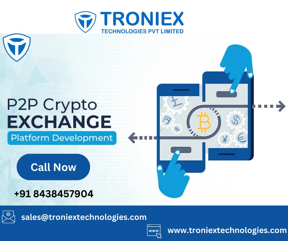 Troniextech's tweet image. #Troniextechnologies P2P cryptocurrency exchange - It helps to make fiat to crypto conversion ... With Troniex Technologies P2P you can buy & sell bitcoin instantly with your bank account. Call Now - +91 8438457904
#p2pexchange #p2pexchangedevelopment