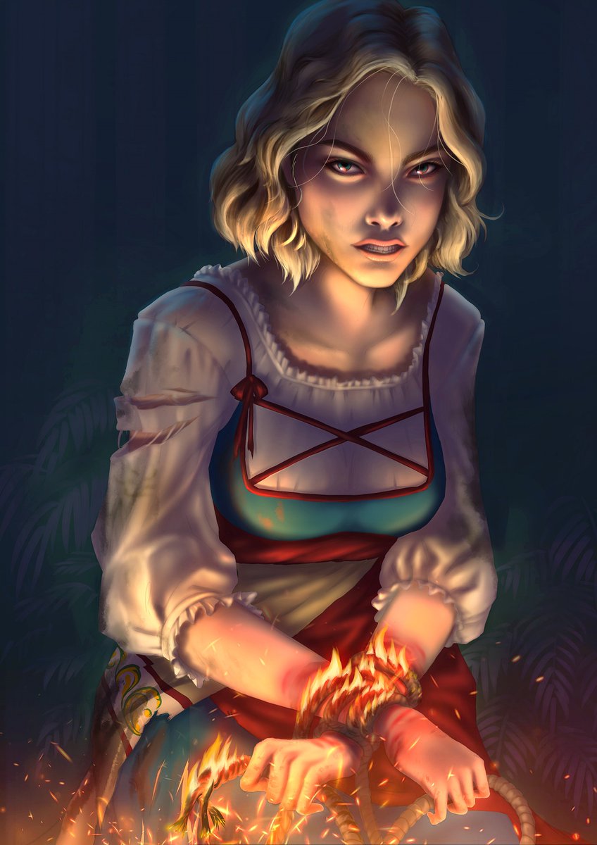deficat1's tweet photo. Marrana Hunt, a character of @adamcbassett 

"The sparks flowed so quickly they mimicked a continuous flame. Sputtering out of control. She directed it toward her ropes. They began to burn. Her wrists began to burn."

#worldbuilding https://t.co/A2ero9MHu6