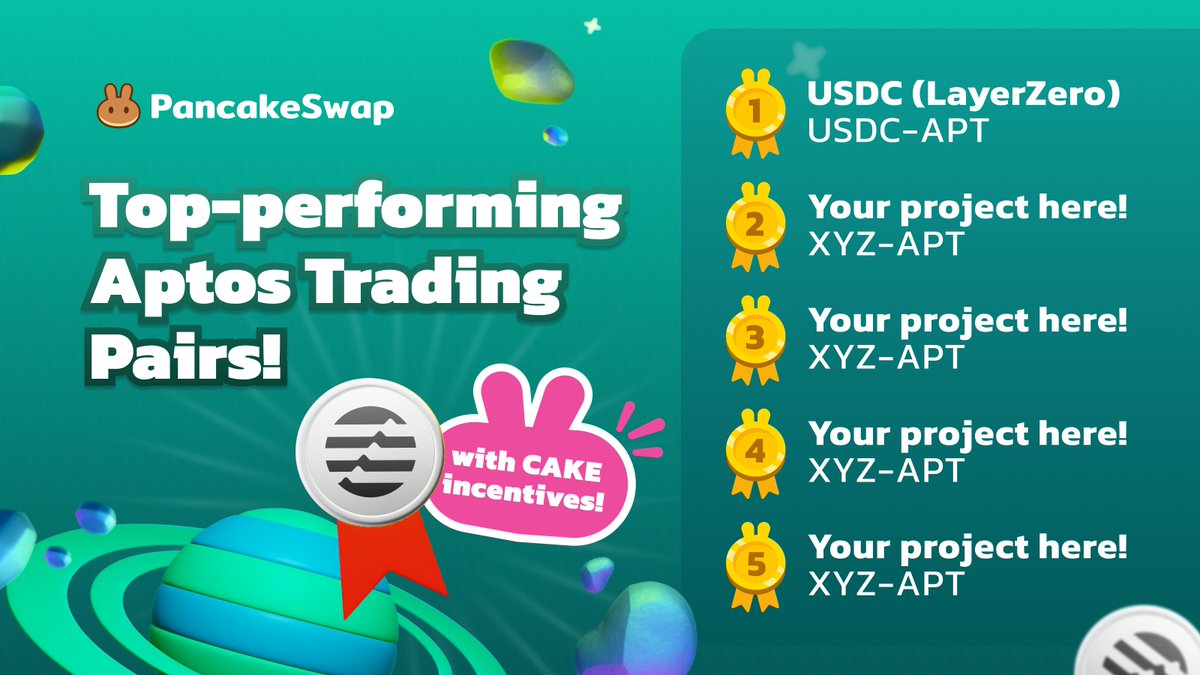 🫡 Calling all Aptos Builders! 🌱 We’re making a call for all projects to seed their liquidity on PCS. Why? 🥞 We’ll be incentivizing top-trading pairs once we port over our CAKE incentives in early-Nov, and thus LPs with significant organic volume will have some nice APRs!