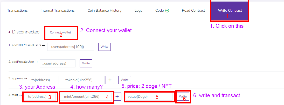 🔥Supply 5 555🔥
🔥Price : 2 Doge🔥

How to mint? head to the contract explorer.dogechain.dog/address/0x50b8…

#Doge #Dogechain #NFT #NFTs #DogeVibes #Elonvibes <a href="/DogechainFamily/">Dogechain💜</a> <a href="/RealDogePunks/">captain</a> <a href="/1goonrich/">Quasar.Exe</a> <a href="/MrWhale_Crypto/">Mr Whale_Crypto 🐋🕶️</a>