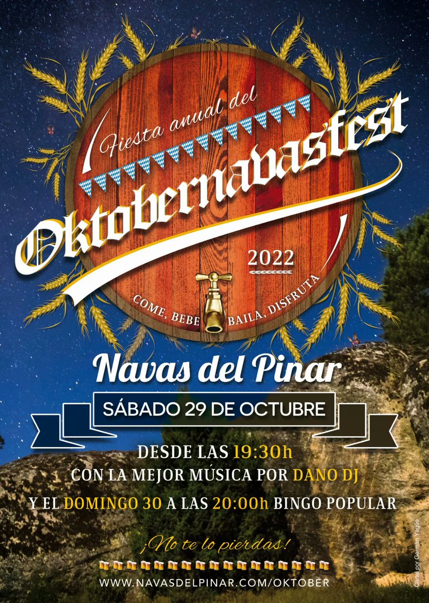 Este próximo sábado en @Navas del Pinar. Oktobernabasfest 2022. ( fiesta de la cerveza ). #navasdelpinar #comarcadepinares #hontoriadelpinar