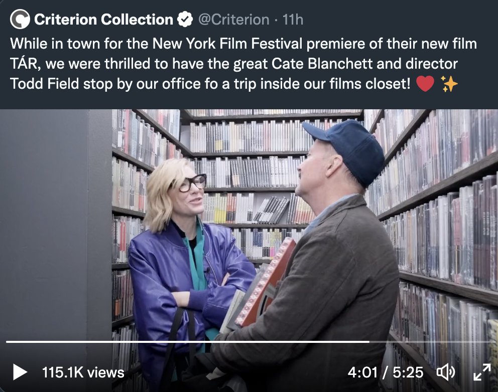 Hilarious and conceivable that Cate Blanchett may have done Hot Ones and The Criterion Closet in the very same day/outfit