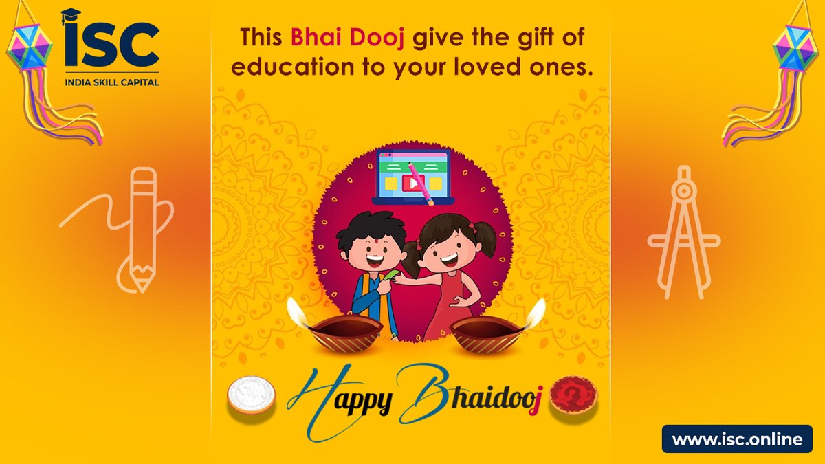 IndSkillCapital's tweet photo. Happy Bhai Dooj!!

This Bhai Dooj give the gift of education to your loved ones. 

Log on https://t.co/dxhChFYrcY for more information.

#BhaiDooj #Siblings #Bond #Ritual #indianfestival #bestlearning #onlinelearning #education #learning #students #indiaskillcapital https://t.co/6P2OZIVgQo