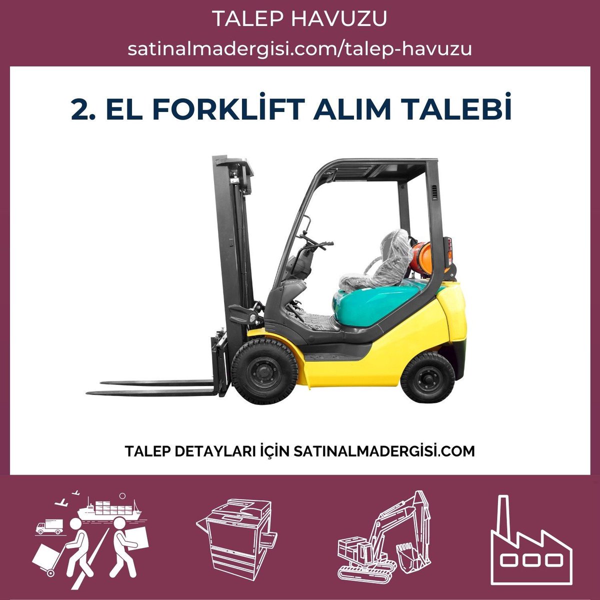 BuyerNetworkPro's tweet photo. 2. El Forklift İhtiyacı. Talep Havuzu sayfası için https://t.co/eOdVI17aO9  Ürün ve hizmet araştırmanızı yapın.
E-Posta: ticaret@SatinalmaDergisi.com Güvenilir Satınalma Destek Hizmetinden yararlanın. 
#B2B #kurumsalPazar #Pazar #ticaret #satınalma #tedarik #temin #alım https://t.co/KUCyaY4XxF