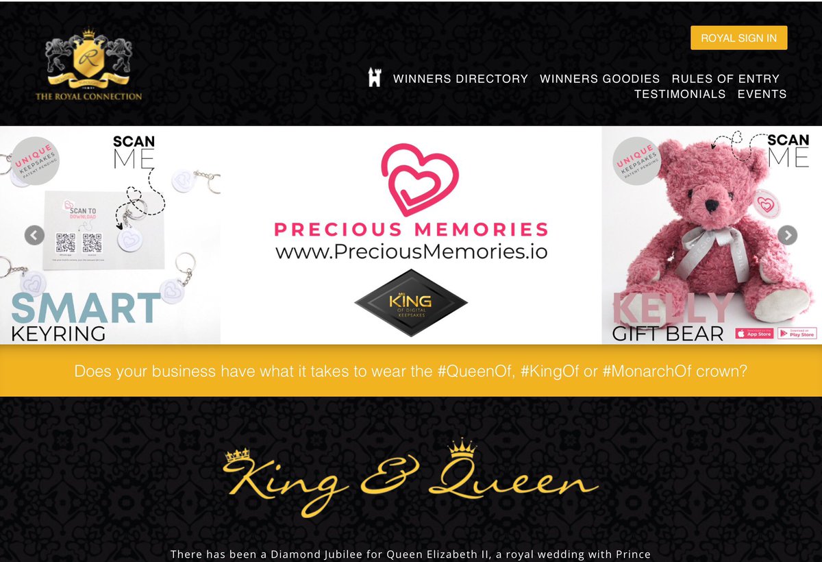 Want your #smallbusiness to win a regal business crown? It's my #QueenOf, #KingOf and #MonarchOf day #competition with Andy <a href="/ADG_IQ/">Andy Quinn</a> today 9am - 9pm. This is <a href="/PrecMemories_/">Precious Memories ®</a> promo slide 😊 #ShopIndie #BizBubble theroyalconnection.co.uk