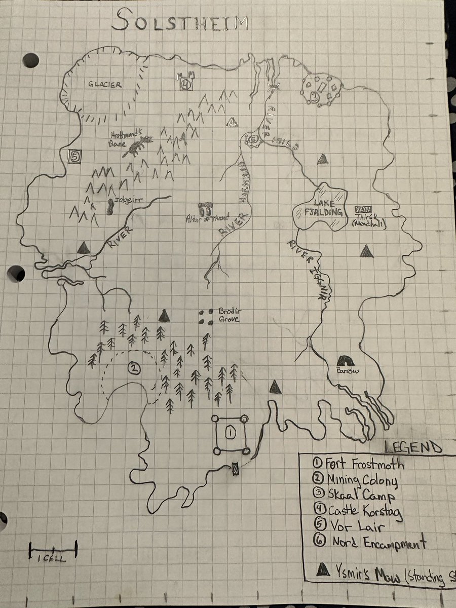 BlueDev's tweet image. My son found an old notebook from my @bethesda days. Included a map of Fallout 3’s Vault 101 and my original map of Bloodmoon’s Solstheim. (Also, these are indistinguishable from my 5th grade D&amp;amp;D maps. Sigh.) #Fallout3 #Morrowind #Bloodmoon