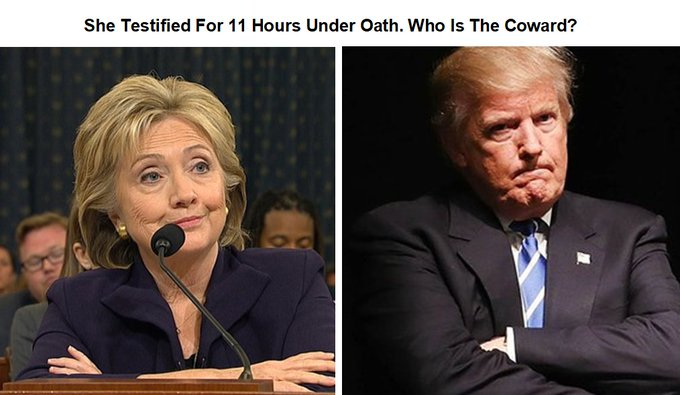 tomiahonen's tweet photo. Oh, and Trump?

She was not afraid to testify. She sat there for 11 hours. Not once did she plead the fifth

Who is the coward, Trump?

#TrumpIsScared¨ https://t.co/T88Zwssi9F
