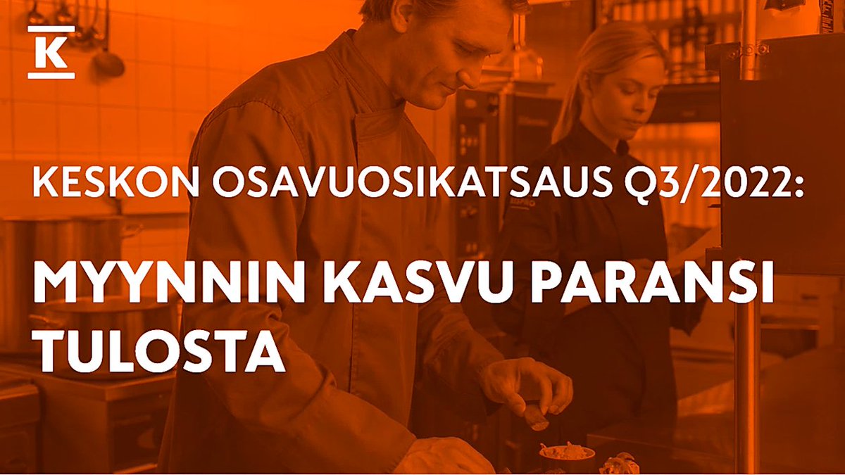 Keskon Q3-tulos: 
Liikevaihto oli 3 010 MEUR, kasvua vertailukelpoisesti 3,4 %
Vertailukelpoinen liikevoitto oli 243 MEUR, kasvua 6,4 MEUR 
Lue tulostiedote 📜 ja katso tulosinfo 📺 klo 11.30: bit.ly/3Fd7eff

#sijoittaminen #tuloskausi #KeskoQ3
