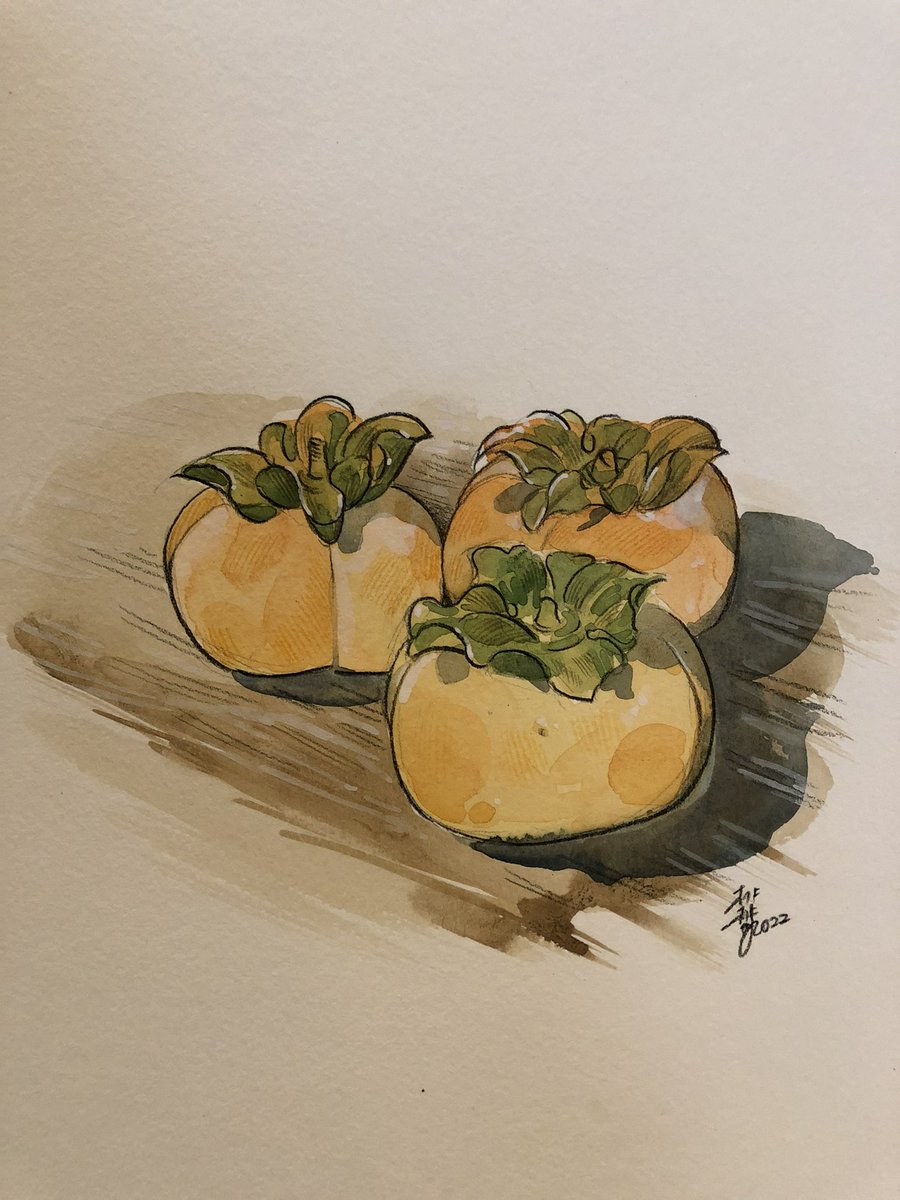 「柿、ご馳走様です。 」|peach MoMoKo 桃桃子のイラスト