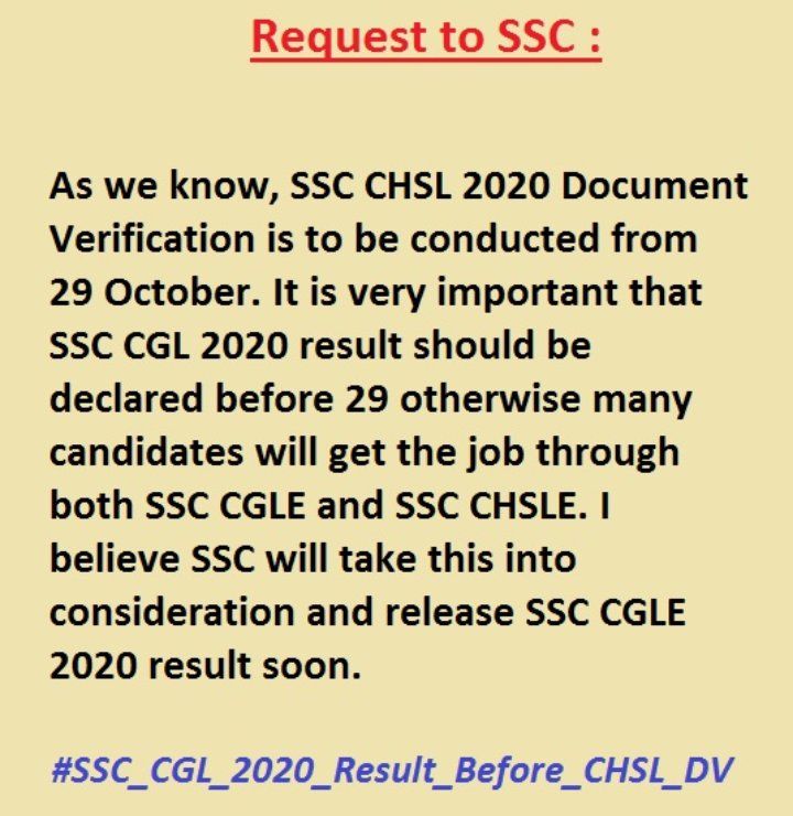 KeshavKm11's tweet photo. #SSC_CGL_2020_Result_Before_CHSL_DV
Chsl candidates would be highly affected if cgl 2020 result is delayed furthermore. Please direct ssc to declare the CGL 2020 result ASAP. 
@narendramodi @DoPTGoI 
@SSCorg_in https://t.co/FCSvlOBjeS