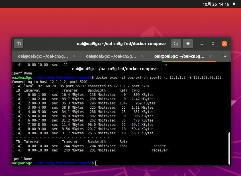 YoshiNogD's tweet image. OAI 5GSA 
gNB:SDR(N310)-nrUE(Queclte）構成で
100MHz帯域でスループットが300Mbit/s
こえたぞーーー
UL：64QAMが確認できたーー
band77 BW100MHz
😂😂😂
#5G #5GSA
#Openairinterface
#OSS #SDR