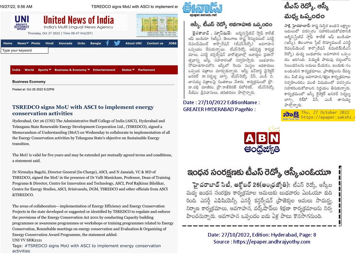 ASCIMEDIA's tweet photo. Media Coverage on @ASCIMEDIA’s MoU with Telangana State Renewable Energy Development Corporation (@TSREDCO1, @TS_REDCO)
@TelanganaCMO @bagchinirmalya  @jagadishTRS @RajkiranAtasci @ysathishreddy @PavanParnandi @SidduRamakanth https://t.co/Vpm48A6rbC