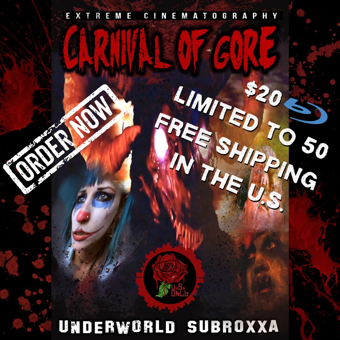 Available now!! Carnival of Gore Limited Edition Blu-ray! $20 free shipping in the U.S. #carnivalofgore #patrickfortin #underworldsubroxxa #extremecinema #exclusivereleases #xxtremeteam #indiefilms #horrormovies #horroraddicts #gorehounds #gorymovies #spfx #horrorshop #indieshop