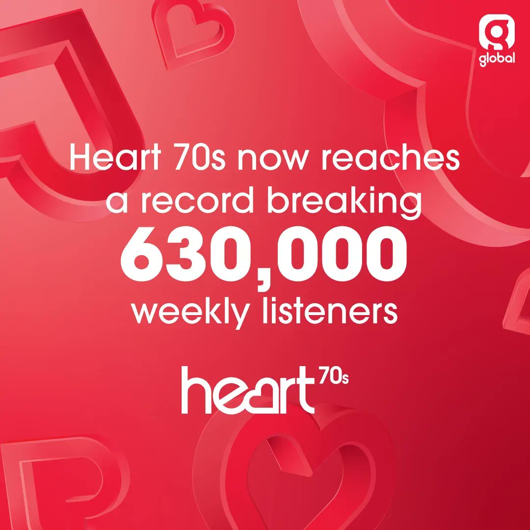 More people are tuning in to @Heart70s across the day with a record breaking 630,000 weekly listeners! Discover classic feel-good songs from the 70s or take a trip down memory lane, starting with @CarlosRadioGuy at Breakfast 🎶 #RAJAR Listen on @GlobalPlayer 📲