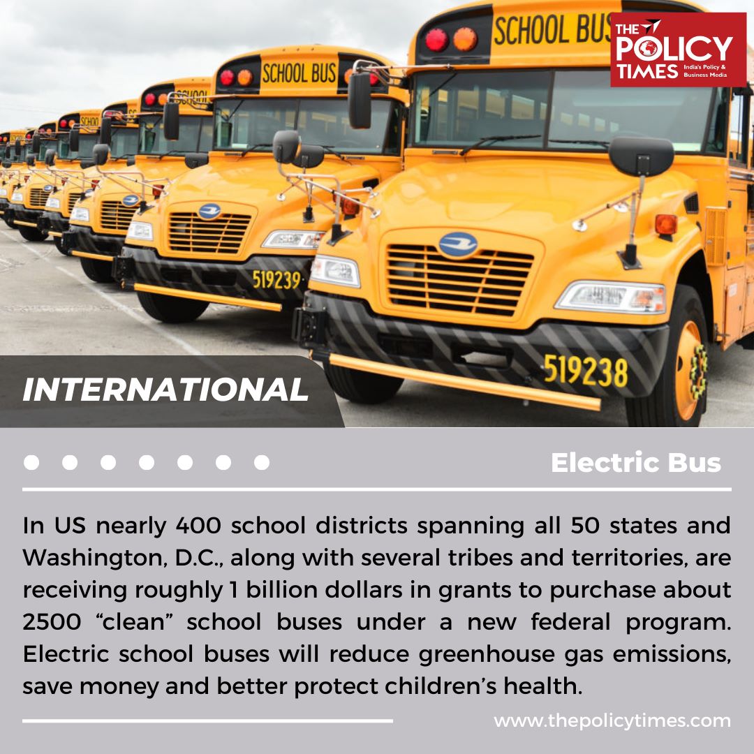 In US nearly 400 school districts spanning all 50 states and Washington, D.C., along with several tribes and territories... 
.
.
.
.
#internationalnews #USA #WashingtonDC #cleanschoolbuses #ElectricSchoolBuses #electricbus #USSchool