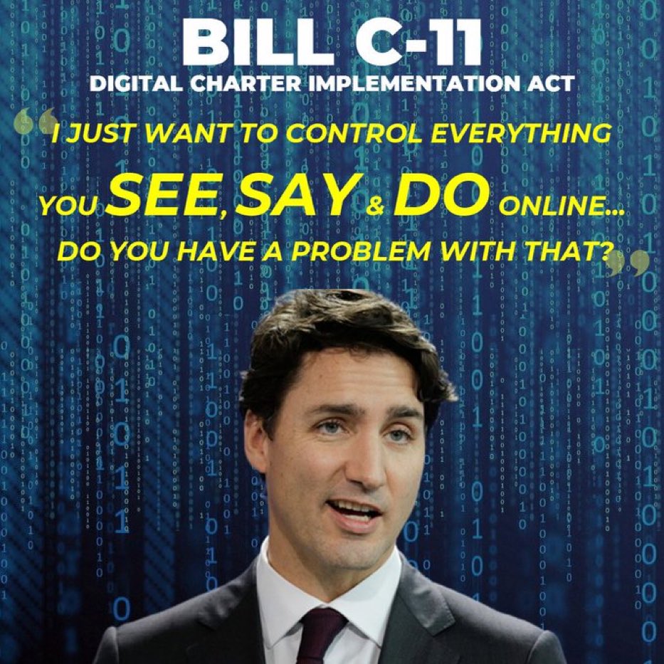 Bill C-11 combined with Bill -C21 is creating a pathway for your Govt to suppress and censor any contrarian content as well as what content we will be able to view. I ask you @JustinTrudeau is this your form of free speech & democracy??