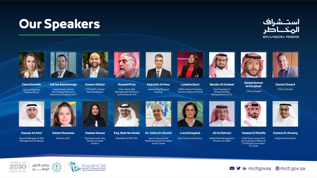 McitGovSa's tweet photo. من أجل حاضرنا ومستقبلنا؛ ستكون لنا خطوات كبيرة في موضوعاتٍ متعددة في إدارة المخاطر واستمرارية الأعمال والأزمات، وذلك بمشاركة مجموعة من المتحدثين والخبراء في هذه المجالات.
سجّل الآن في مؤتمر #استشراف_المخاطر
https://t.co/gdopKUciXO https://t.co/V7vhYjZB4R