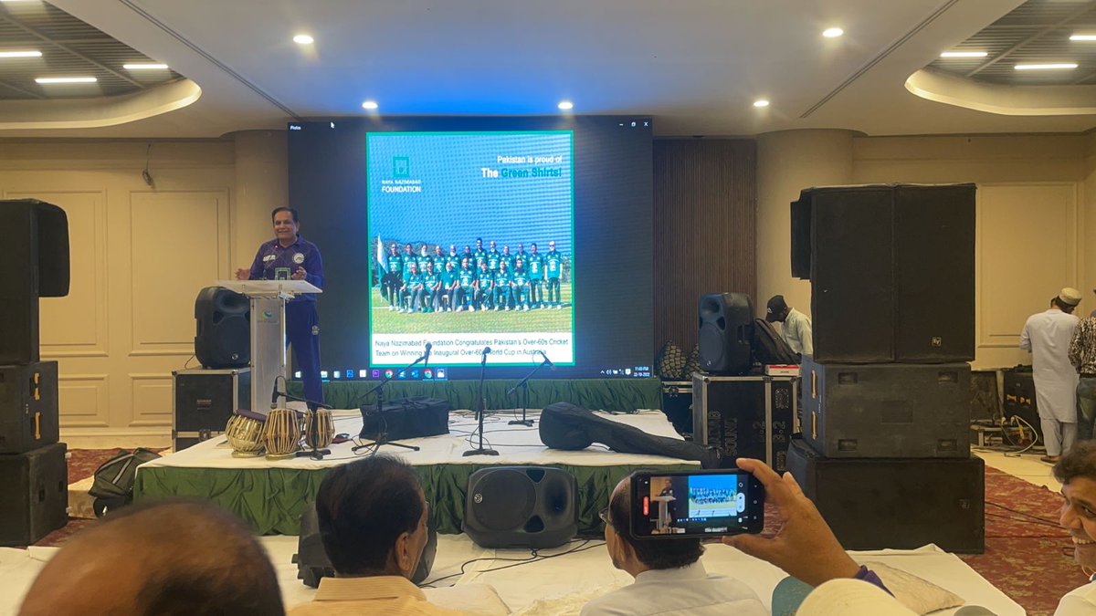 Mr. Arif Habib acknowledged the tremendous achievement of World Champion Over 60s Squad in a vibrant dinner ceremony held at Naya Nazimabad Gymkhana. Before that, a T20 competition was played between Arif Habib XI and Nadeem Omar XI in which Arif Habib XI stood victorious.