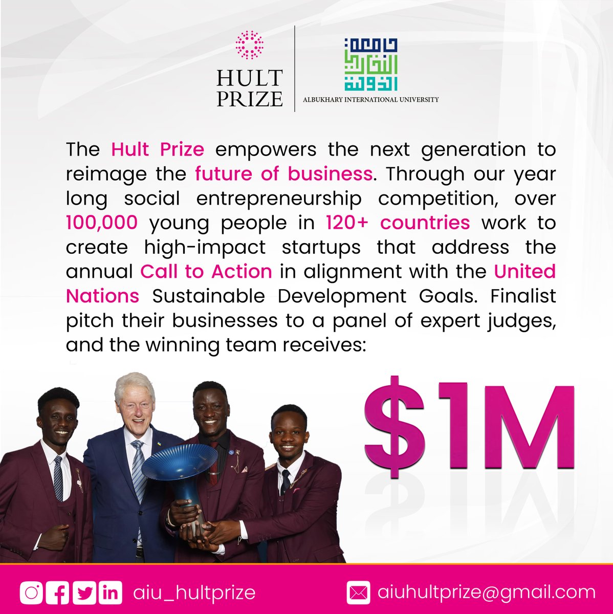 AIUHultprize's tweet photo. Hi Everyone!

In case you've been wondering WHAT exactly the Hult Prize is, here you goooo.

For more information please feel free to reach out to us.

@hultprize @aiuedu @aiusrc

#hultprize #hp23challenge #redesignfashion #sustainablefashion https://t.co/PaGLHpJhdY