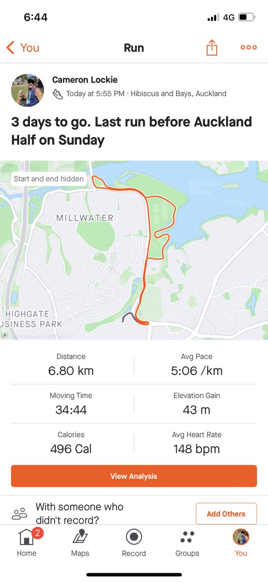 3 days to go. Last run before Auckland Half on Sunday