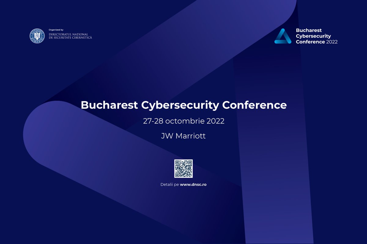 DNSC_RO's tweet image. 👩‍💻Prima ediție a #BucharestCybersecurityConference (27-28 OCT 2022) va putea fi urmărită LIVE pe canalele de #Facekook și #Youtube ale Directoratului, începând cu ora 10 AM.

🔜Live video va fi disponibil odată cu start-ul conferinței: dnsc.ro/bucharest-cybe…

#CyberSecMonth