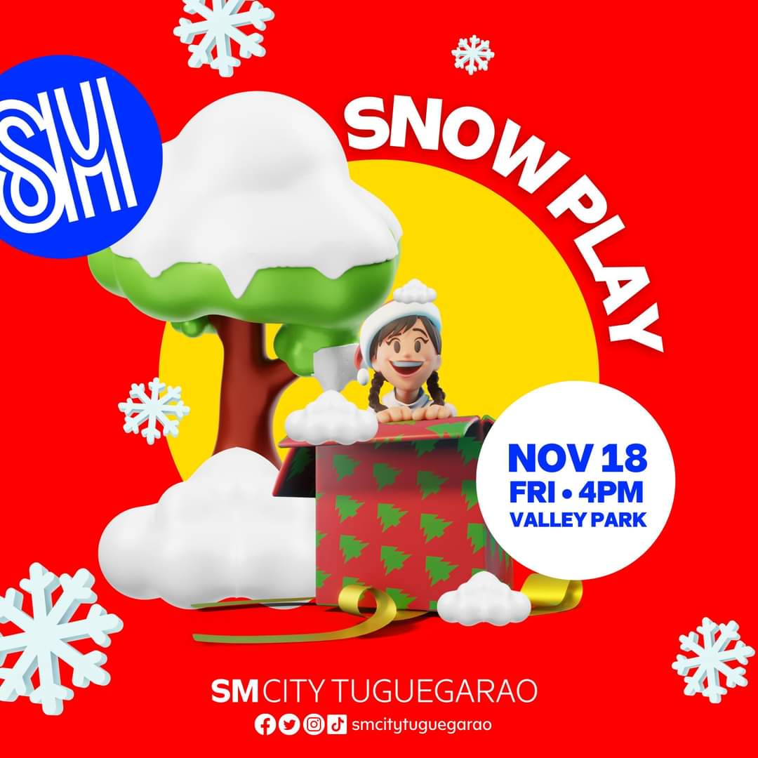 Get ready to experience a magical winter at SM City Tuguegarao this Nov 18, 2022 with Snow Play at the Valley Park! ❄️

Create amazing moments with your friends and family! 

#EverythingsHereAtSM
#YoureAlwaysWelcomeHere
#SMCityTuguegarao