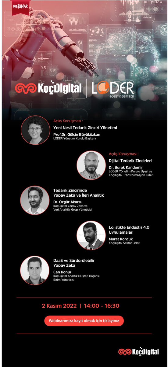 LODER ve KoçDigital işbirliği ile “Tedarik Zincirinde Dijital Dönüşüm” Webinarı 2 Kasım 2022 saat 14:00-16:30 arasında gerçekleştirilecektir. Kayıt linki aşağıda yer alan etkinliğimizde sizleri de aramızda görmekten mutluluk duyarız.
Kayıt linki: canlitoplanti.online/loder