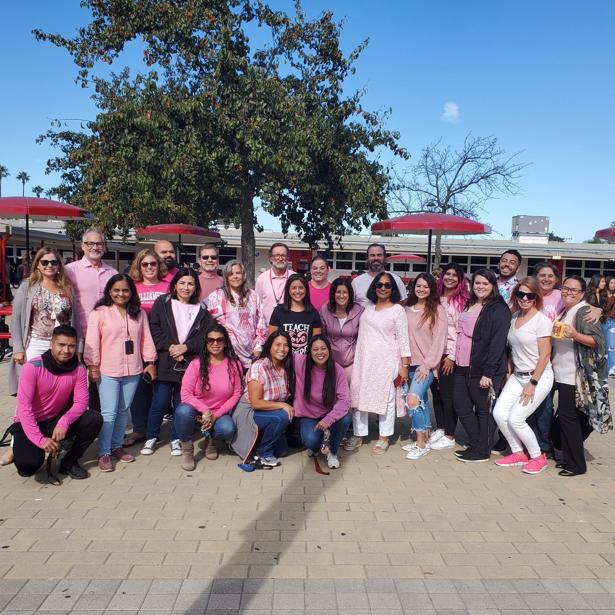 mjimenezito's tweet photo. Our spirt day group is growing!  #RedRibbonWeek2022 #BreastCancerAwareness spirit day https://t.co/NRAS4vP2Vz
