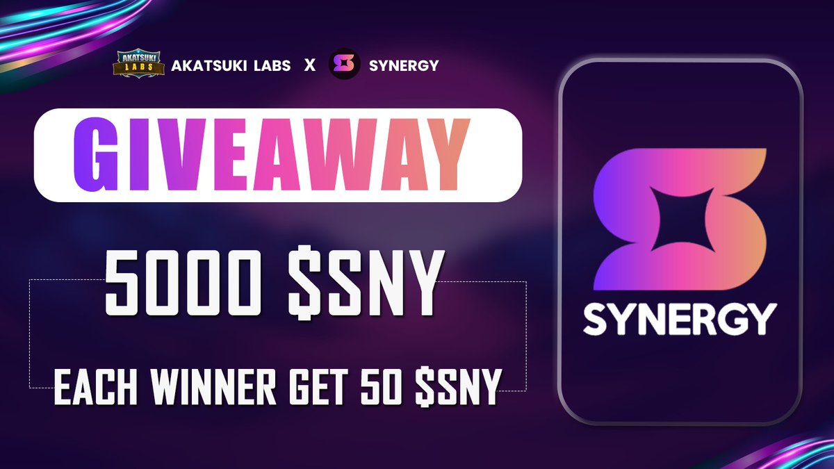 AkatsukiLabs's tweet photo. ⚔️ Partnership With @SynergyOnAptos

🎟️ Giveaway -
🎁 Total Pool 5,000 $SNY Tokens

To Enter - 
1⃣ Follow @AkatsukiLabs &amp; @SynergyOnAptos
2⃣ ❤️,RT &amp; Tag 3 friends
3️⃣ Finish Gleam Task 👉 https://t.co/YVSOWVqTGi

⏰ 30 Oct
#Airdrop #AptosGiveaway #Aptos https://t.co/zO5JppqI8k