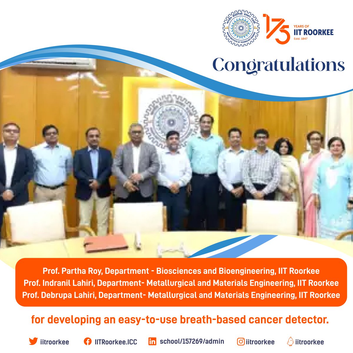 .<a href="/iitroorkee/">IIT Roorkee</a> researchers have developed a pocket-friendly breast-lung-oral #cancer screening device and have transferred this technology to #TataSteel. This cutting-edge device allows the user to detect the chances of having cancer by simply blowing into the device and matching