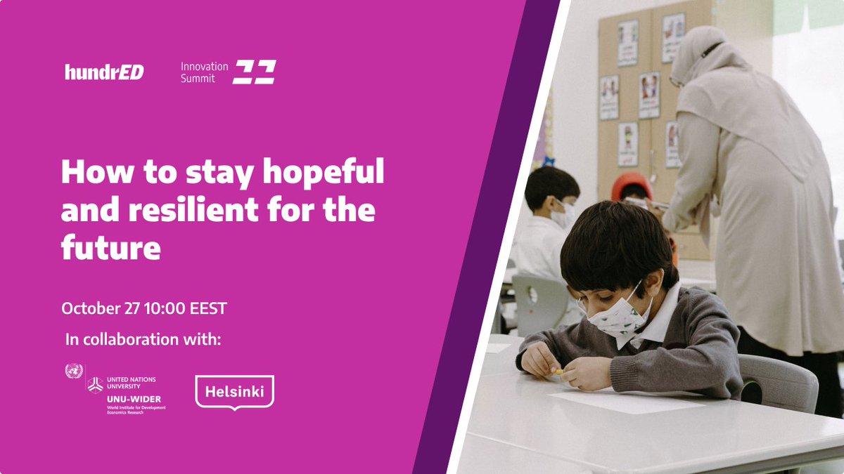 How can we stay resilient and hopeful for the future? Join us for a #HundrEDSummit panel with Dr. Stephanie Jones, Anna Murgo and <a href="/laurenw_apple/">Lauren Walker</a>. Livestream: bit.ly/3eIMamb 

Hosted with <a href="/helsinki/">Helsingin kaupunki</a> <a href="/unuwider/">UNU-WIDER</a>