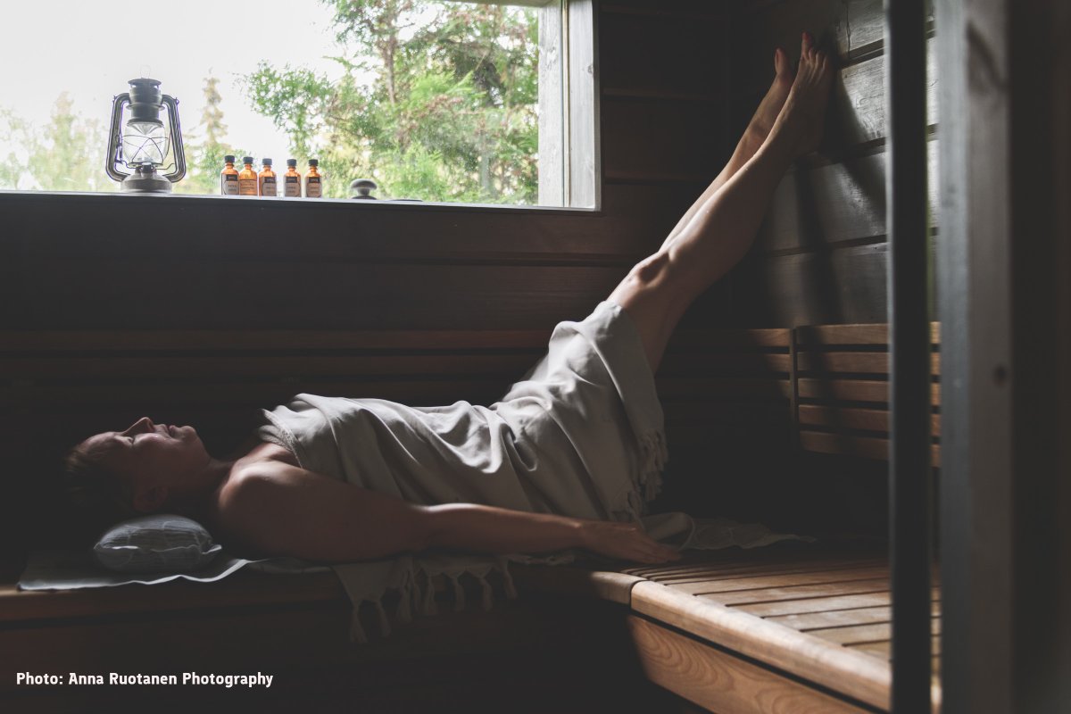 Sauna is a part of the #Finnish evening ritual. 😴 Some people fall asleep easier and sleep deeper after a sauna compared to when they haven’t had a sauna. #SaunafromFinland