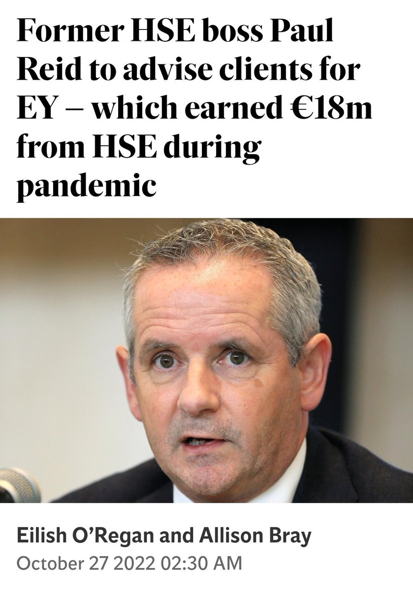 Former HSE boss Paul Reid to advise clients for EY – which earned €18m from HSE during pandemic ▪️EY earned around €17.7m in fees from the HSE during the pandemic, from 2020 to early 2021. #HowIrelandWorks independent.ie/irish-news/new…