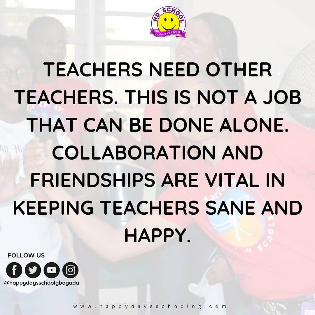 The most valuable resource that all teachers have is each other. Without collaboration, our growth is limited to our perspective.
#happyday #collaboration #inspirationalquotes #happyme #schoolsinlagos #teachersfollowteachers