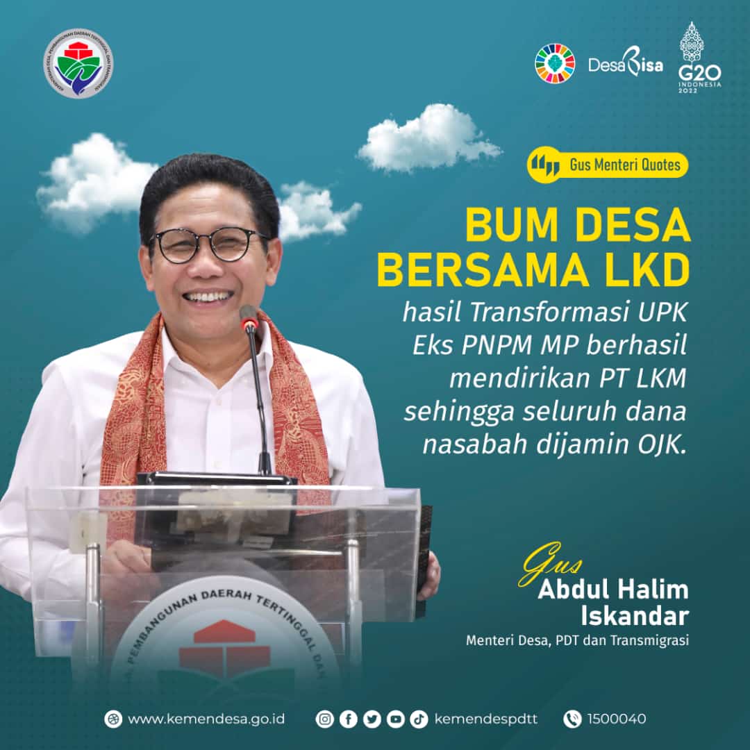 #BUMDesaBersamaLKD
<a href="/jokowi/">Joko Widodo</a> 
<a href="/halimiskandarnu/">ABDUL HALIM ISKANDAR</a>
@Kemendespdtt
<a href="/malik_haramain/">malikharamain</a>
<a href="/imansyukri/">Iman Sukri</a>
<a href="/taufikmadjid71/">IG : taufik.madjid</a>
@yusradaridesa 
<a href="/azzameldzikrie/">#SantriIndonesia</a> 
<a href="/tppkemendes/">TPP KEMENDES</a>
<a href="/P3MDKalteng/">P3MD PROV KALTENG</a> 
<a href="/P3MDKab_Kotim/">P3MD Kotim Kalteng</a>
