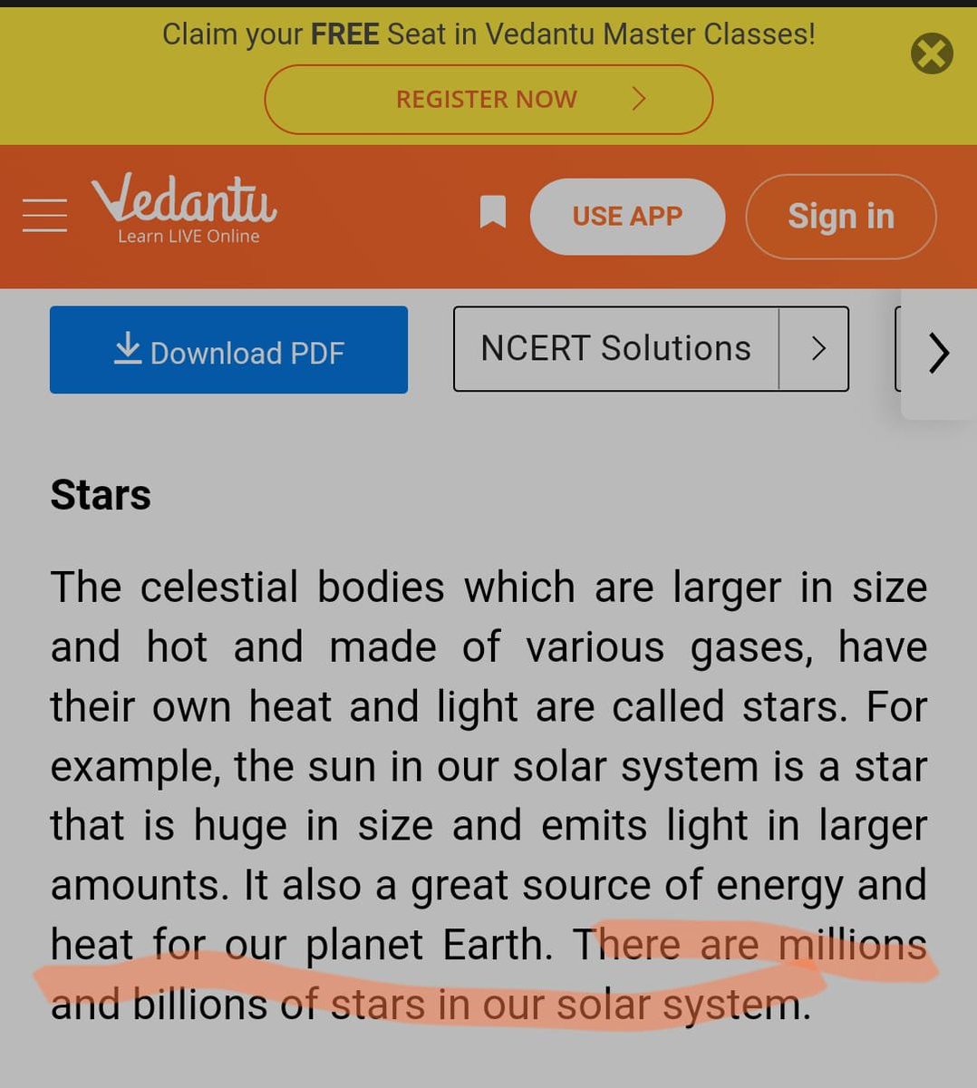 edufailblog's tweet photo. Because India's @NCERT Class VI geography textbook covers "Stars" in the chapter titled "Earth and the Solar System", MANY Indian educators, textbook publishers, and edtech sites seem to believe that the stars are part of our solar system
#AstronomyFail
@NeilDegrassi https://t.co/JSAcljWfNc