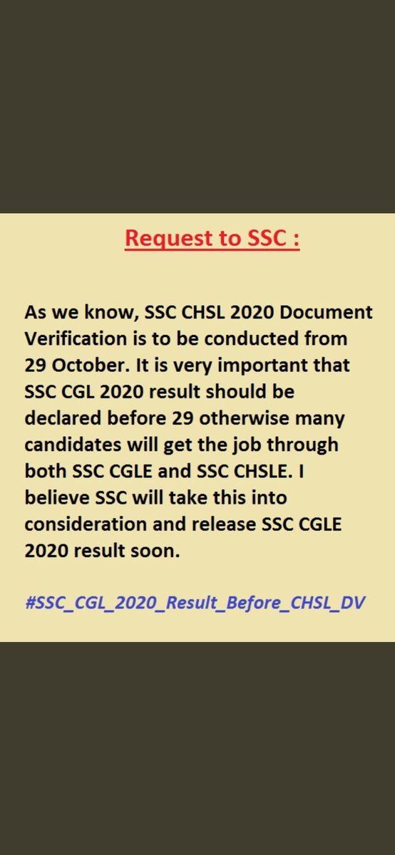 Pasha27445527's tweet photo. #SSC_CGL_2020_Result_Before_CHSL_DV 
Result please
@PMOIndia @narendramodi @DoPTGoI https://t.co/f88KrmuXAA