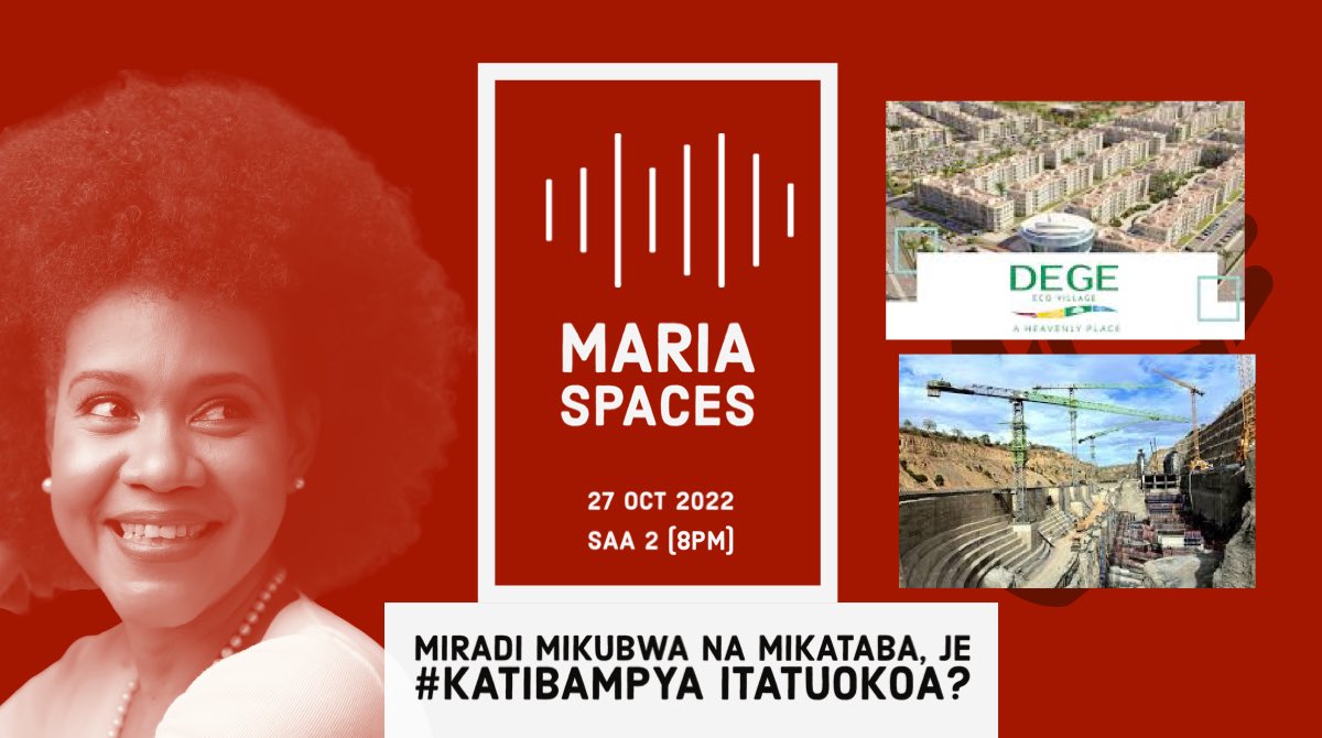 Leo #MariaSpaces tunauliza: Miradi mikubwa na mikataba, je #KatibaMpya itatuokoa ? Tunaona maswali mengi yanayotokana na miradi ambayo mengine hayatimii mengine yanasua - nini kinasababisha hii na je #KatibaMpya inawezaje kutuokoa na hasara hizi? Leo saa 2 usiku VPN muhimu!