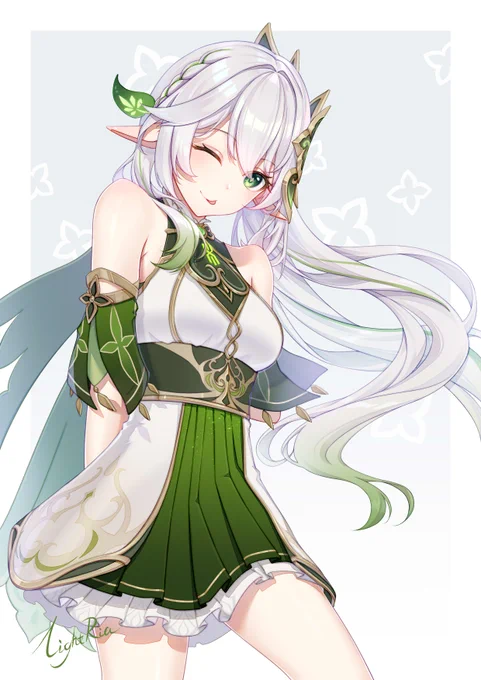 ナヒーダの少女版を描いた通常攻撃の最後の動作だ~前もって描いておいてよかった、お誕生日おめでとう#GenshinImpact  #Genshin #原神 #纳西妲 #nahida #草神 #ナヒーダ 