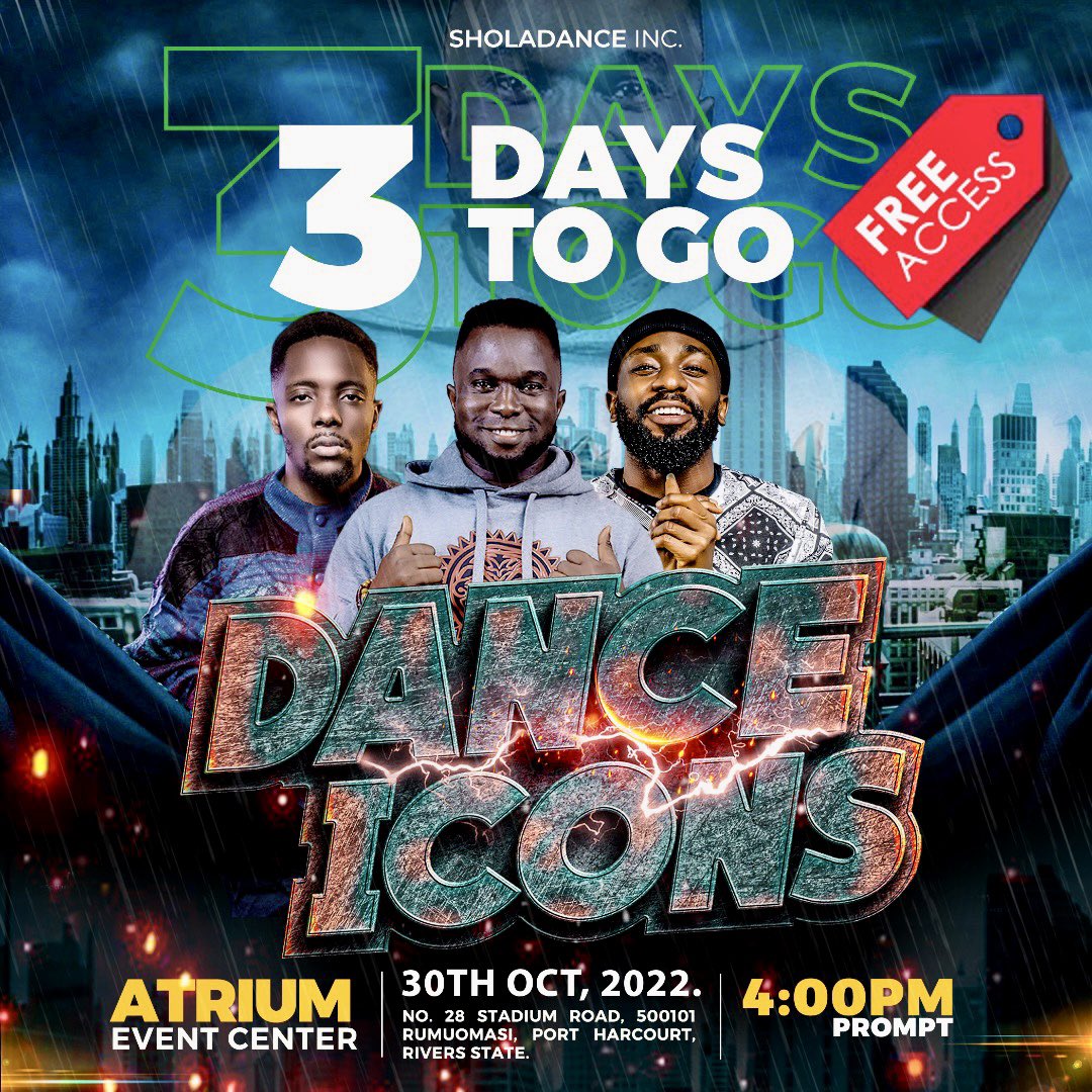 danceicons_ng's tweet photo. 3 DAYS LEFT TO SHUT DOWN THE CITY.!!!!

CATCH THE DANCE ICONS TEAM LIVE AT IGNATIUS AJURI UNIVERSITY AND UNIPORT TODAY.

#Danceicons
#Portharcourtdance
#TheIconsAreComing https://t.co/DAMSX1fGDy