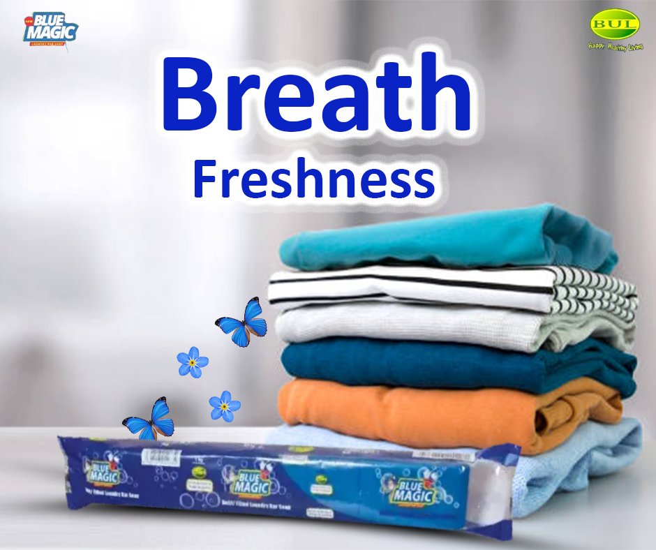 BidcoUganda's tweet photo. Let the Fragrance in ๐
Breath freshness from your clean clothes
Only with Blue Magic laundry bar soap๐๐
#WashingSoap #BidcoUganda https://t.co/omduzoUtP3