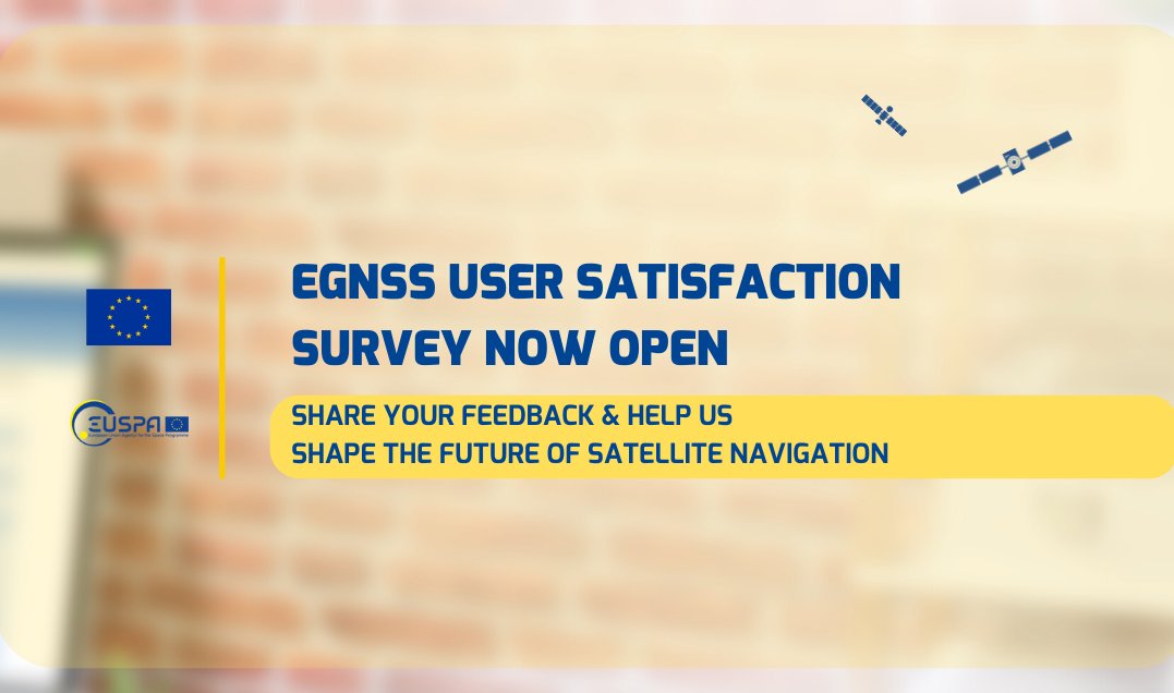 The #EGNOS User Satisfaction Survey is now open! 🚀 This is your chance to tell us what you think about the programme and share your thoughts on how we can make the service even better💪 Take it here 👉 egnos-user-support.essp-sas.eu/new_egnos_ops/… @EGNOSPortal @EU4Space #EUSpace #GNSS