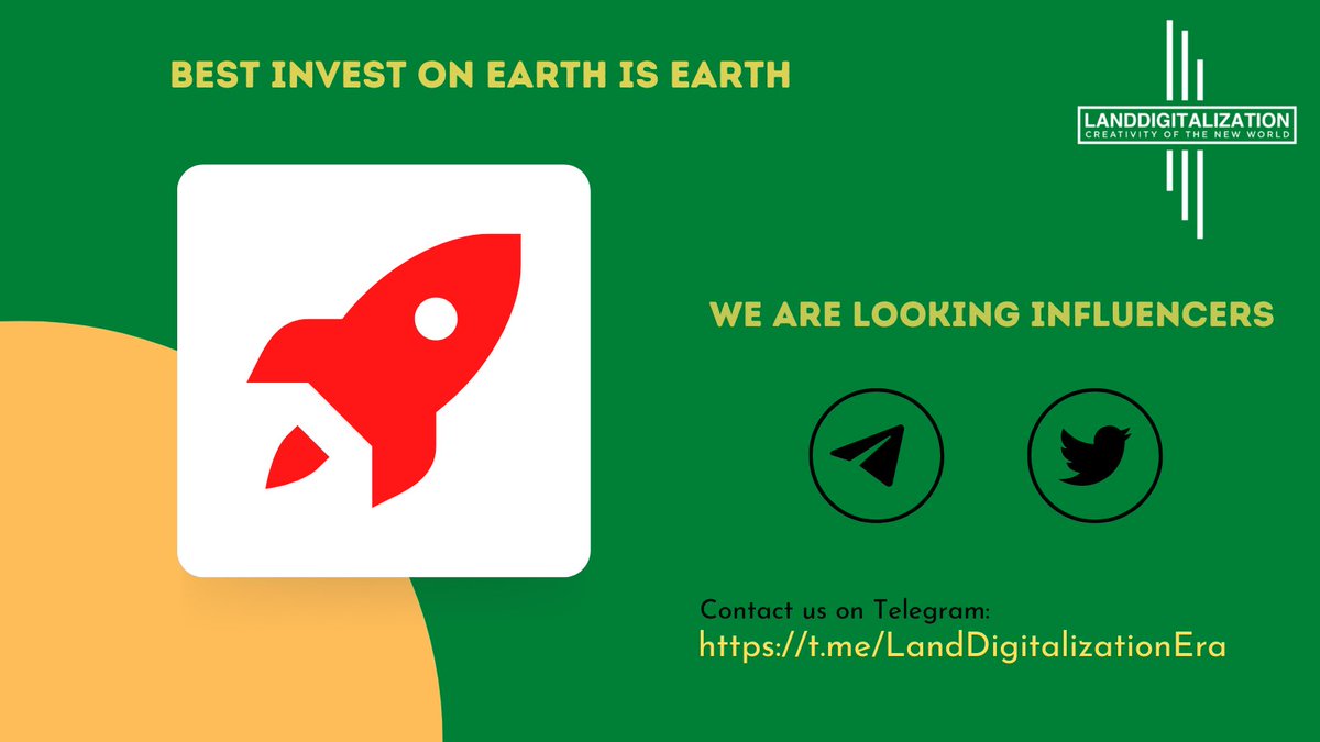 We are looking  for 
twitter &amp; Telegram influencers to promote our telegram bot.

Contact us on telegram : t.me/LandDigitaliza…