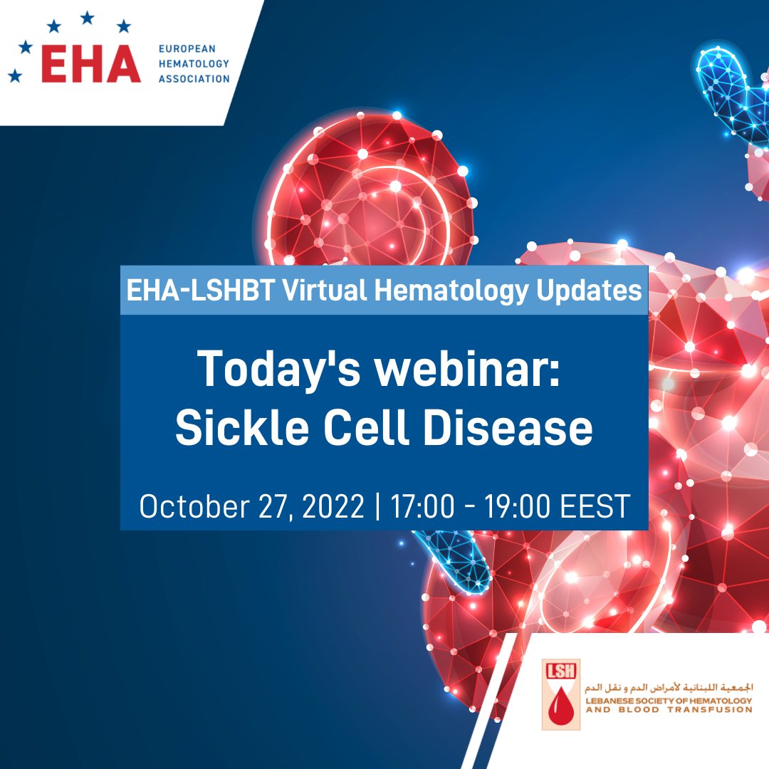 Join us from 17:00-19:00 (EEST) for the first #EHA-LSHBT Virtual Hematology Updates webinar. Today's update is on #sicklecell disease with presentations on novel therapies, transplantation, TTP & #SCD, & complications in adolescents. Register for free: eha.fyi/EHA-LSHBT_HU_S…