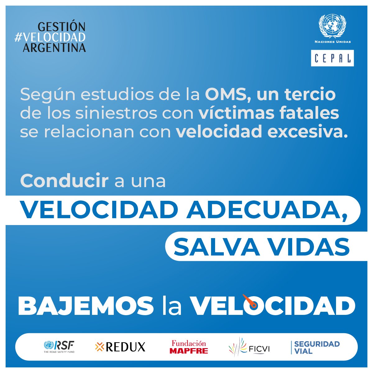 Iniciamos la campaña "Conducir a velocidad adecuada salva vidas" dentro del proyecto #GestionVelocidadArgentina de <a href="/cepal_onu/">CEPAL</a> con la colaboración de <a href="/UN_RSF/">UNRSF – UN Road Safety Fund</a> @ConsejoRedux <a href="/fmapfre/">Fundación Mapfre</a> <a href="/FICVI1/">FICVI</a> @InfoSegVial <a href="/MuniPergamino/">Muni Pergamino</a> <a href="/MuniCanuelas/">Gobierno Municipal</a> <a href="/MunicipioAzul/">Municipio Azul</a> (1/4)