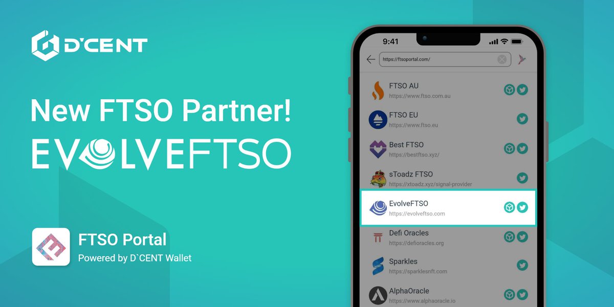🔥D'CENT x #EvolveFTSO🔥 💪Hello, #flarenetwork community! 💪 We are excited to announce our new FTSO partner @EvolveFTSO. ✅Delegate $FLR / $SGB and earn rewards. Please kindly check them out and send your ❤. #FLARE #Songbird #FTSOPORTAL #dcentwallet @FlareNetworks