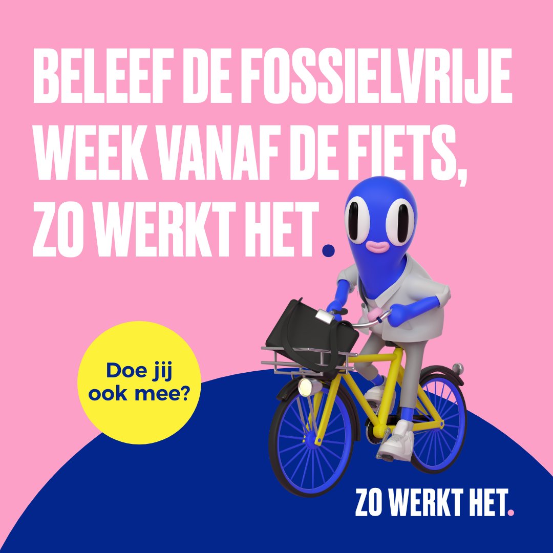 ZowerkthetNL's tweet photo. Aanstaande maandag start de Fossielvrije Week, waarin we met zoveel bedrijven een week lang Fossielvrij reizen en werken. Alle beetjes maken samen een groot verschil. Doen jij en je organisatie ook mee? Meld je aan via https://t.co/vcORgRrF2P #ZoWerktHet #ZWH #Fossielvrijeweek https://t.co/iMcDJps2KX